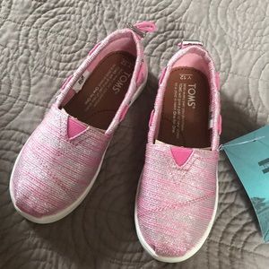 Toms girls shoes size 12 Y pink silver glitter